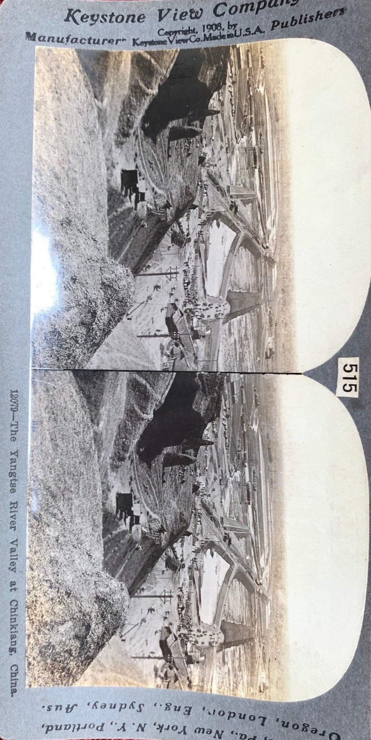 The Yangtze River Valley - Zhenjiang, China - Vintage Stereo View Card - 1907 Keystone View Company