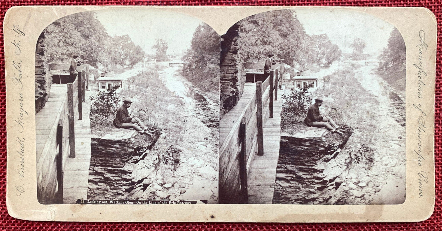 Watkins Glen on the Line of the Erie Railway - Mid to Late 1800s Stereo Card