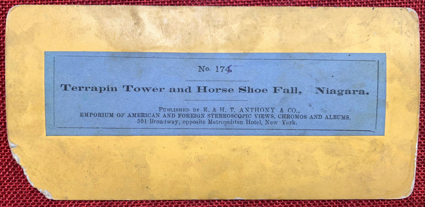 Terrapin Tower and Horse Shoe Falls - Niagara Falls, New York - Vintage Stereo View Card - Mid to Late 1800s
