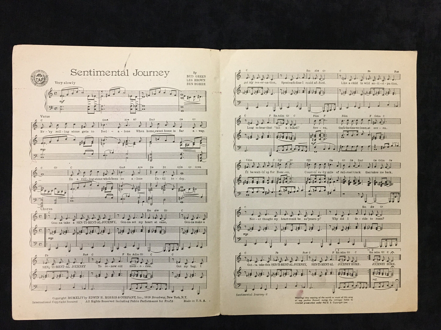 Sentimental Journey - Bud Green, Les Brown, Ben Homer Feat. Joan Brooks 1944