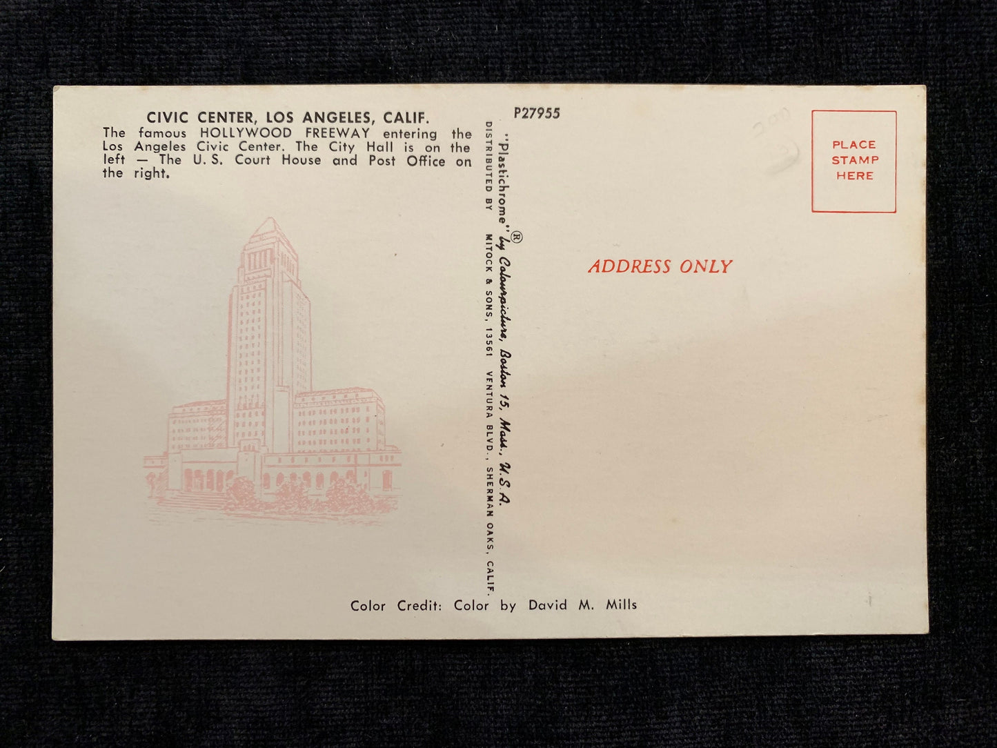 Civic Center, Los Angeles, California CA Hollywood Freeway Vintage Plastichrome Postcard