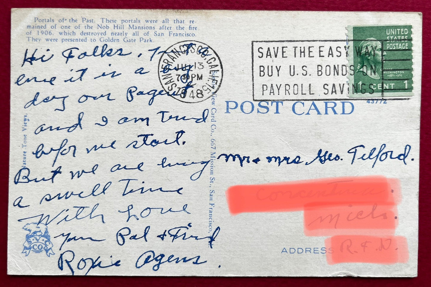 Portals of the Past - Golden Gate Park - San Francisco, California - Linen Postcard 1940s