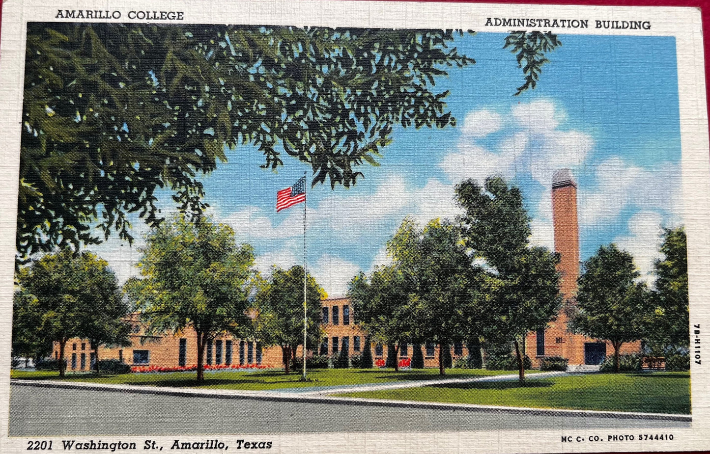 Amarillo College Administration Building - Amarillo, Texas - 1951 Linen Postcard