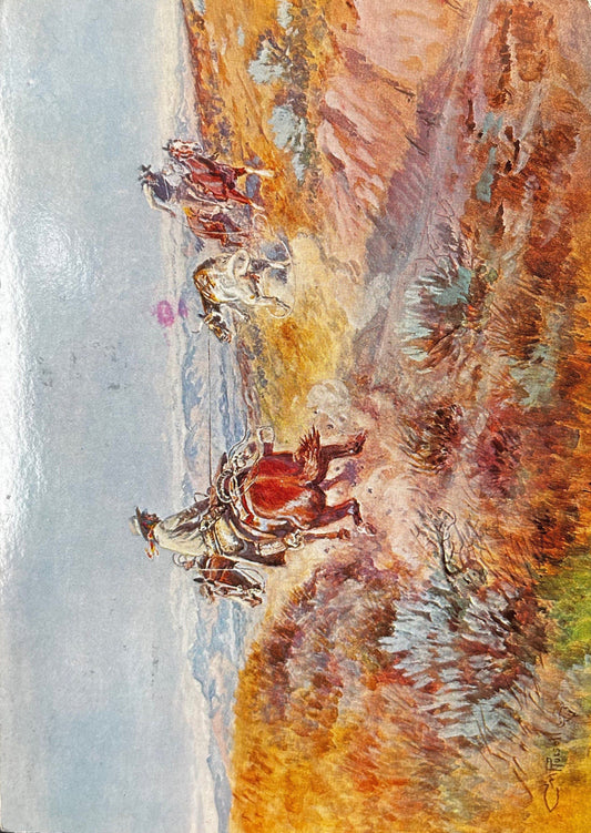 When Cows Were Wild, Charles Russel Art - Retro Postcard 1980s