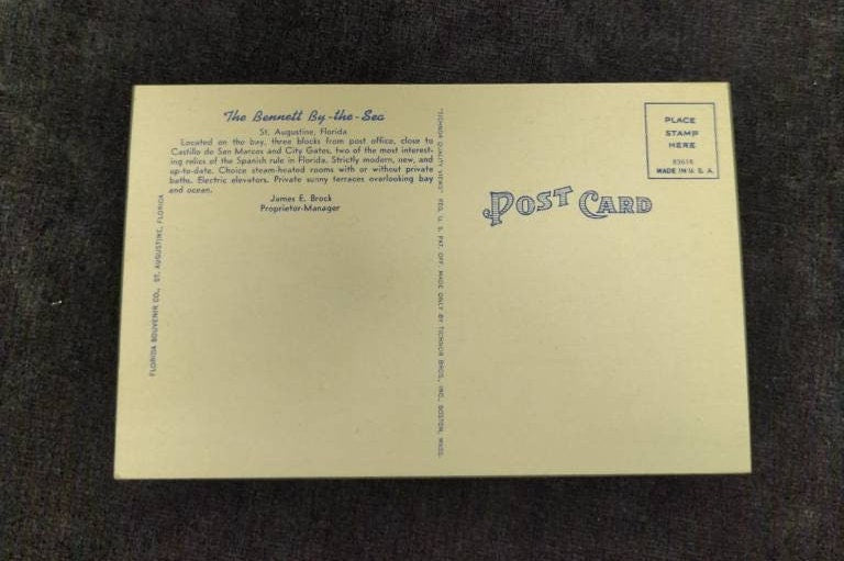 Hotel Bennett, St. Augustine, Florida - Linen Postcard 1940s
