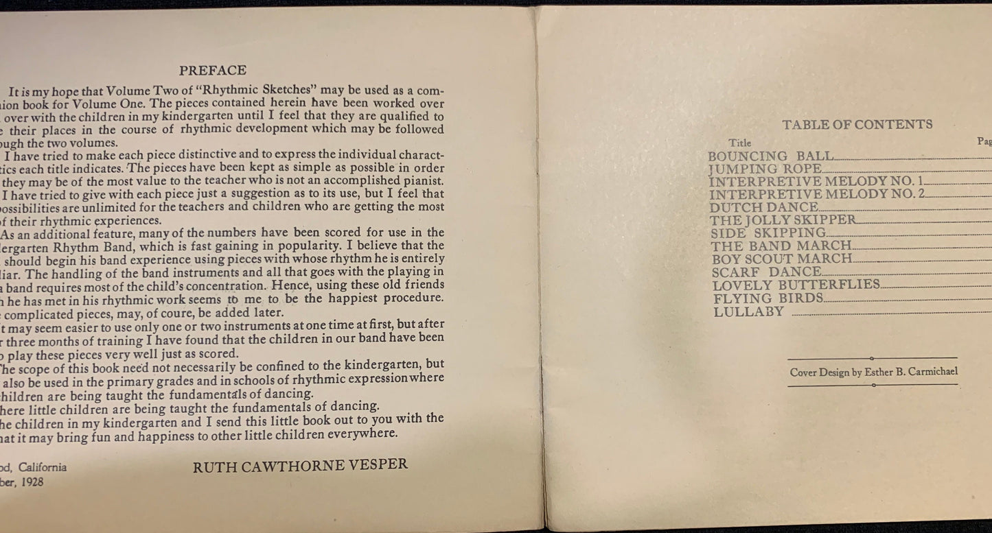 Vintage Rhythmic Sketches For Kindergarteners - Volume Two First Edition - 1929