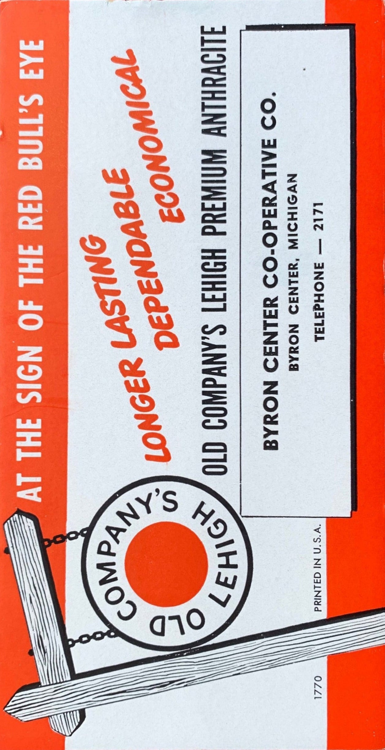 Old Company's Lehigh Premium Anthracite Byron Center, Mich. Vintage Advertising/ Trade Card B