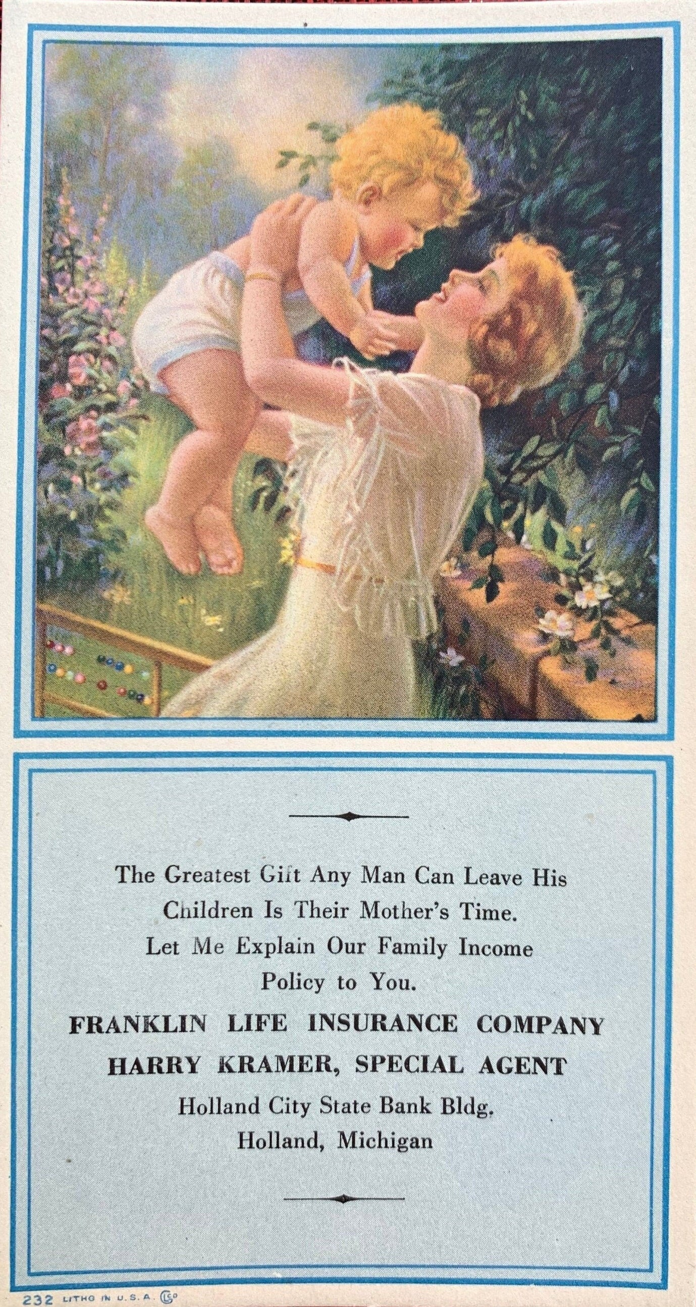 Franklin Life Insurance Company - Holland, Michigan - Vintage Trade Card
