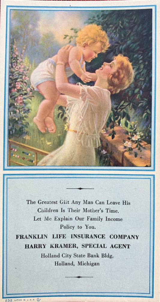 Franklin Life Insurance Company - Holland, Michigan - Vintage Trade Card