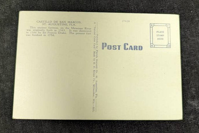 Castillo De San Marcos - St. Augustine, Florida - 1940s Linen Postcard