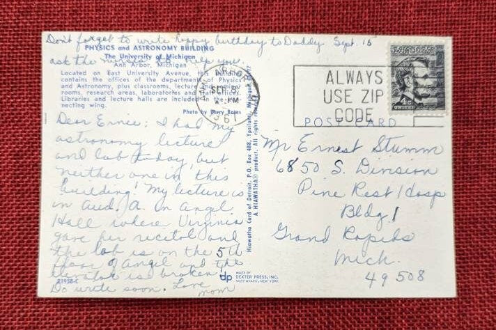 University of Michigan Physics and Astronomy Building - Vintage Postcard