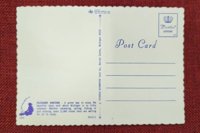 Pleasure Boating Michigan Vintage Postcard