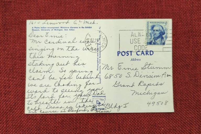 University of Michigan - Museum Exhibit - Plains Native American Encampment Vintage Postcard