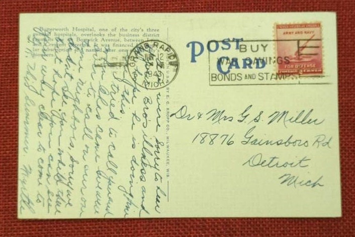 Butterworth Hospital - Grand Rapids, Michigan - Vintage Linen Postcard