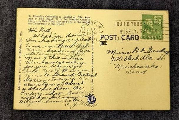 St. Patrick's Cathedral, New York City, New York - Vintage Linen Postcard