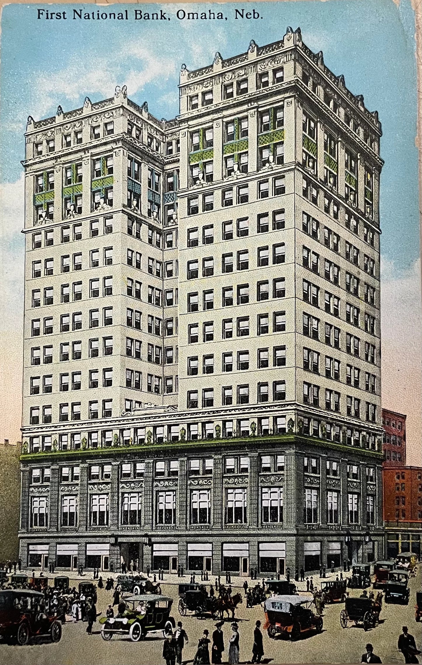 First National Bank, Omaha, Nebraska - Vintage Highrise Bank Postcard
