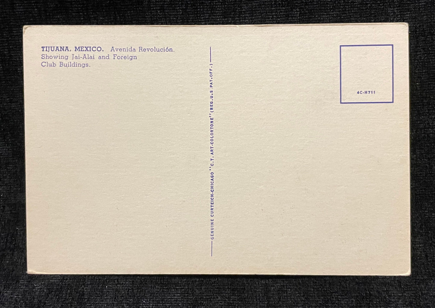 Tijuana, Mexico - 1940s International Linen Postcard