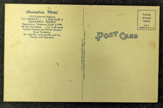 Alexandria Motel - Alexandria, Virginia - 1930s/1940s Linen Postcard