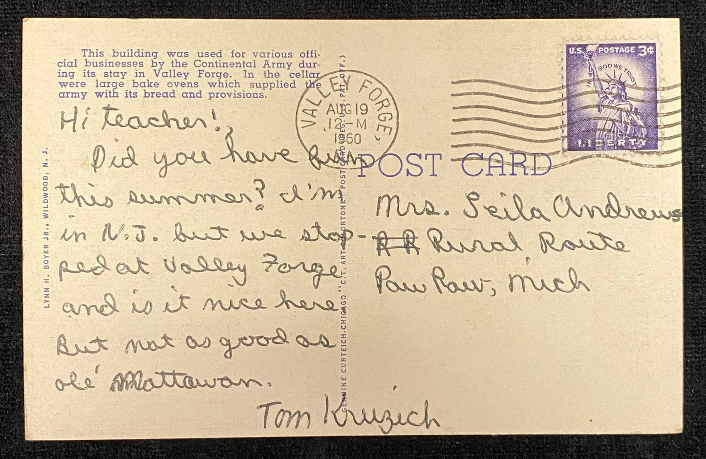 The Bake House - Iron Masters Mansion - Valley Forge, Pennsylvania - 1953 Linen Postcard