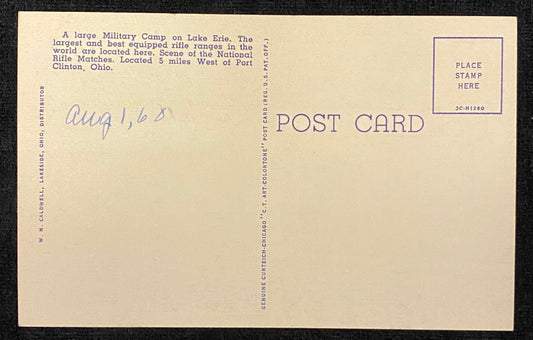 Front: 109 - Commercial Row, Camp Perry, Ohio | Main Entrance to Commercial RowBack: "A large Milita