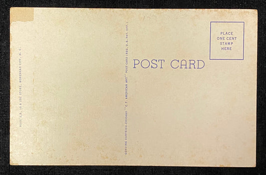 Front: Carteret County U.S.O Club, Morehead City, N.C. - 1942 Linen Postcard Back: Blank Condition: