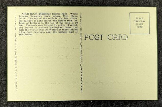Arch Rock - Mackinac Island, Michigan - 1940s Linen Postcard