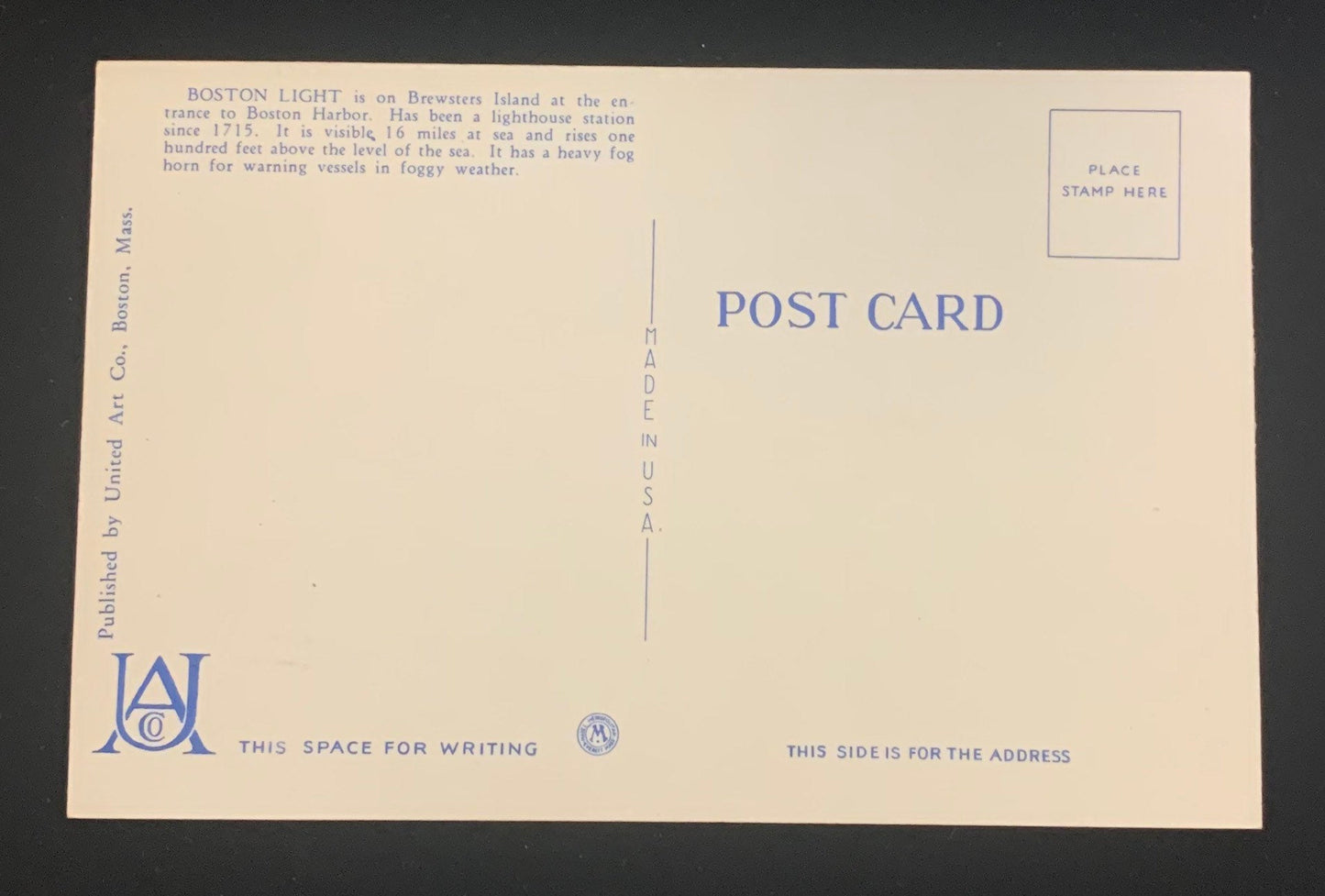 Boston Light - Boston Harbor - Boston, Massachusetts - 1940s Linen Postcards