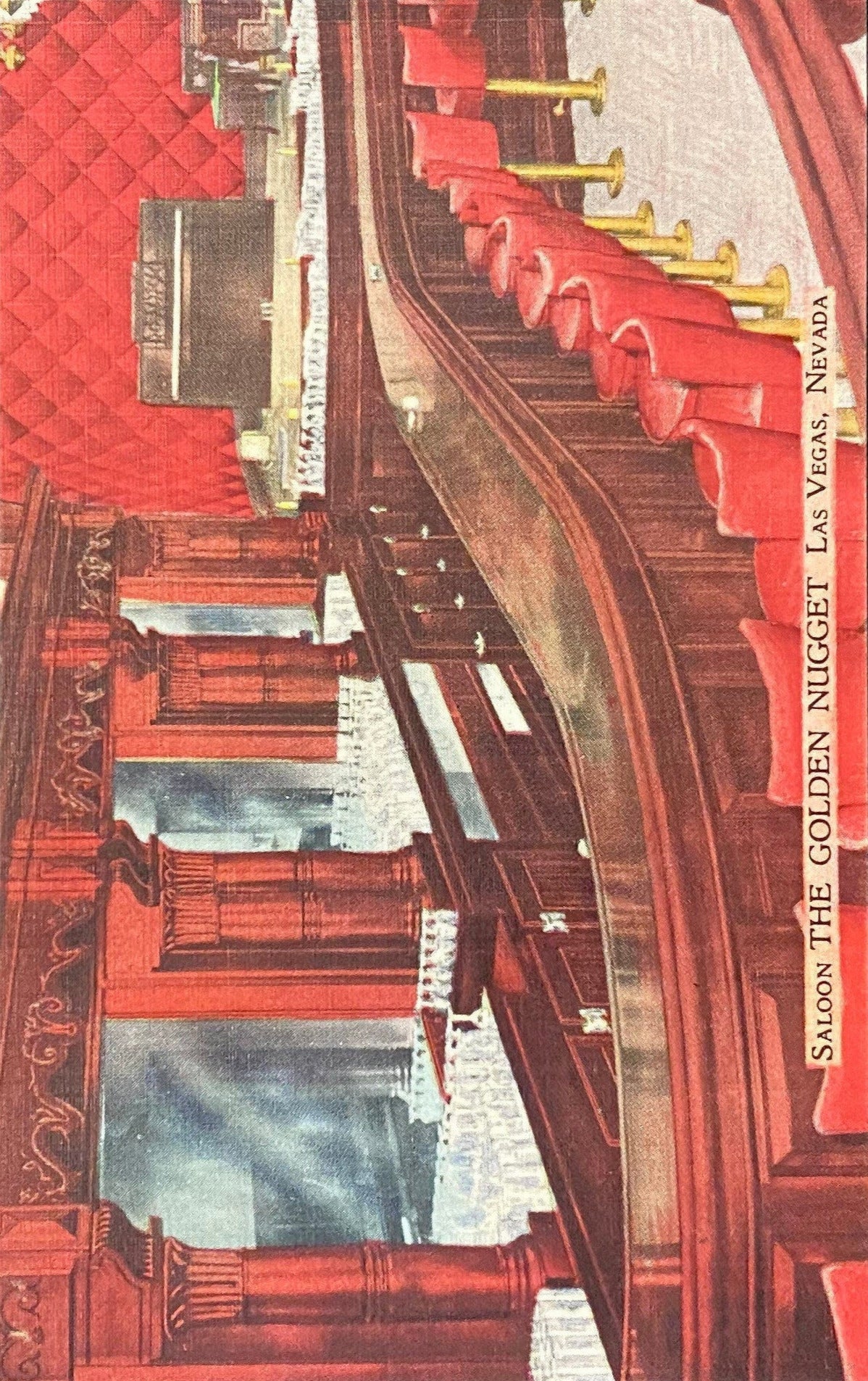 Saloon The Golden Nugget Las Vegas, Nevada - 1940s Linen Postcard