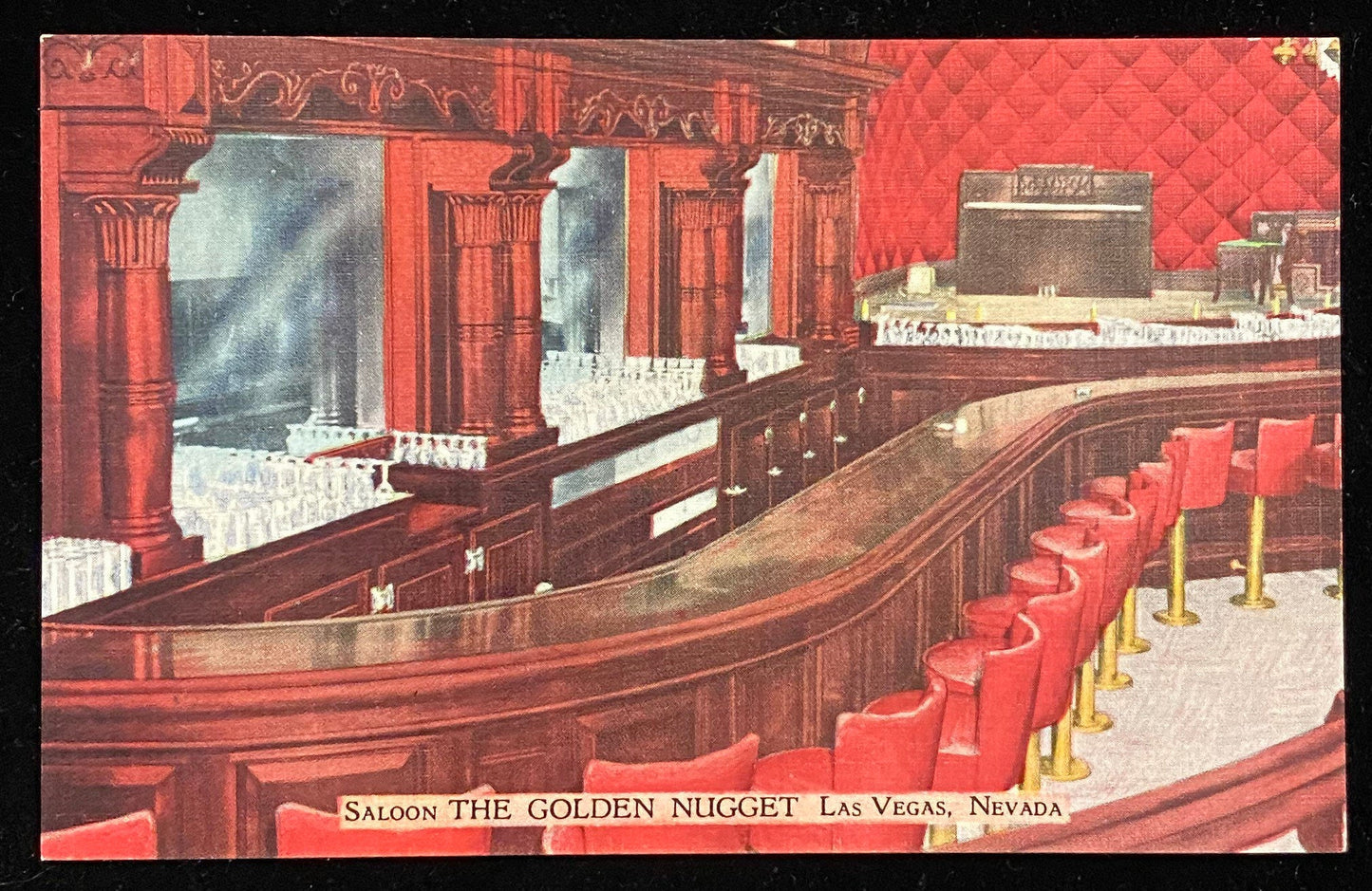 Saloon The Golden Nugget Las Vegas, Nevada - 1940s Linen Postcard
