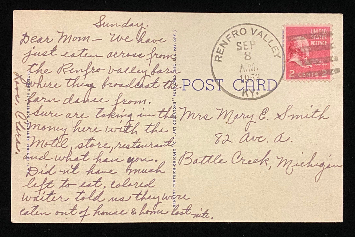 Overlooking Cumberland Gap from atop Pinnacle Mt. near Middlesboro, Kentucky - 1932 Linen Postcard