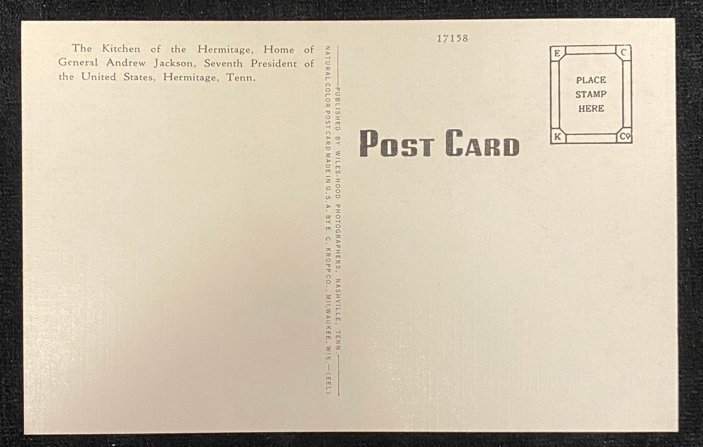 Kitchen of Hermitage - Nashville, Tennessee - Linen Postcard