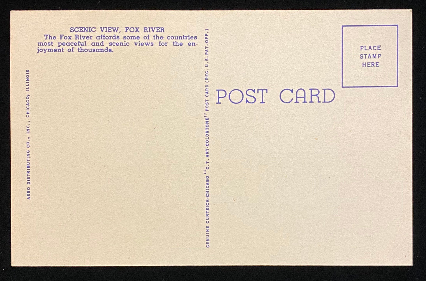 Scenic View - Fox River, Between Elgin and St. Charles, Illinois - In the Beautiful Fox River Valley - 1951 Linen Postcard