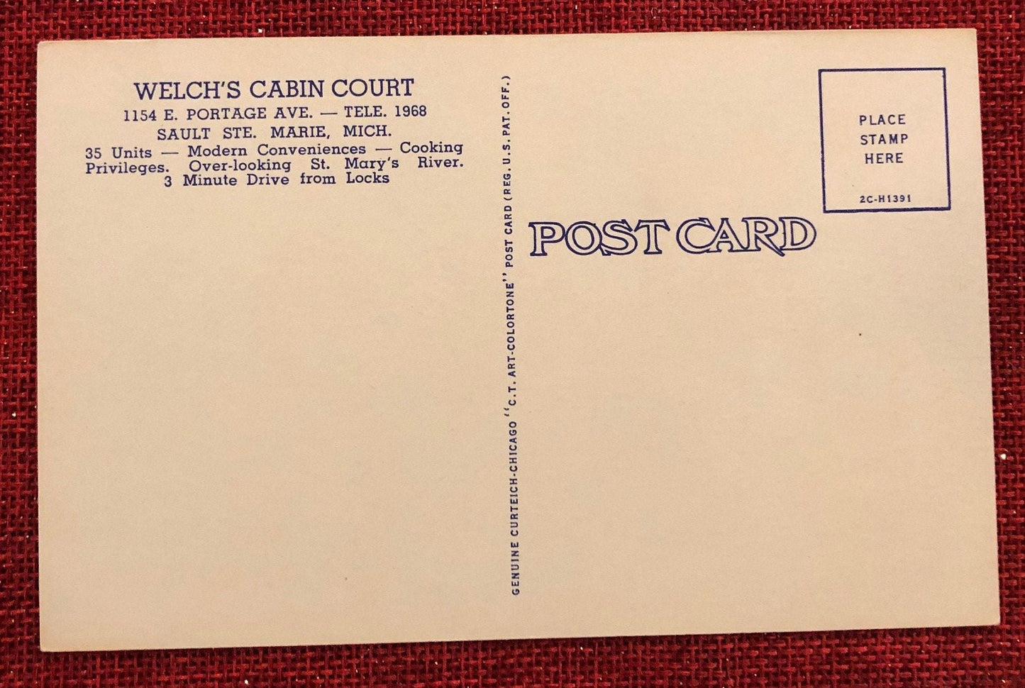 Welch's Cabin Court Sault Ste. Marie, Michigan - Vintage Postcard