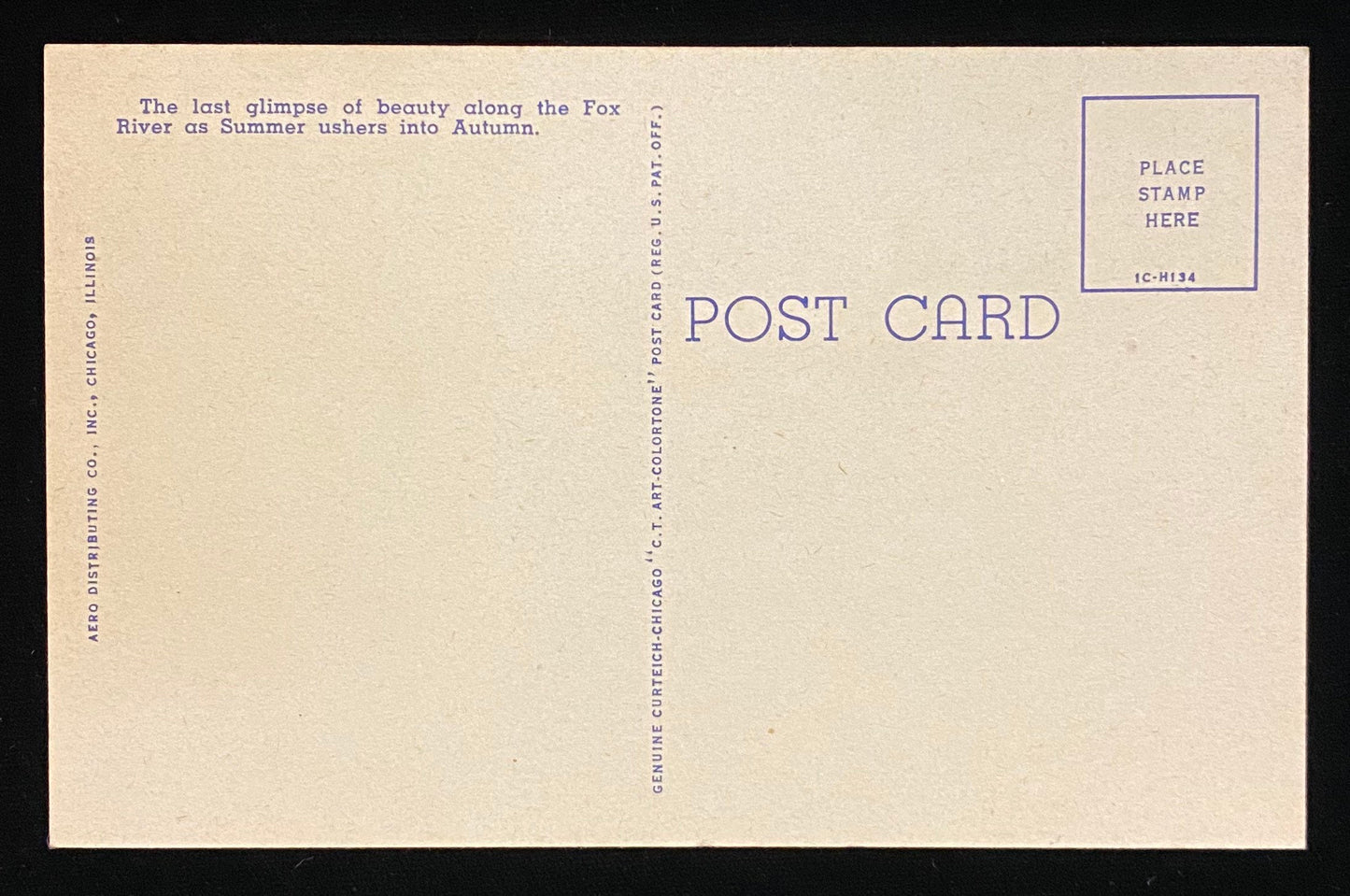 Indian Summer, in the Beautiful Fox River Valley, Illinois - 1951 Linen Postcard