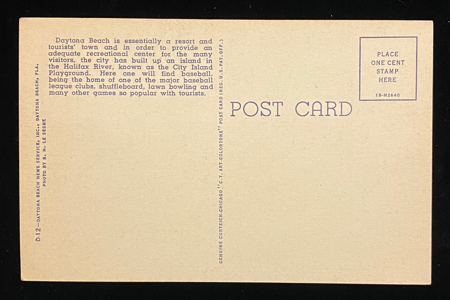 City Island - Recreation Center - Daytona Beach, Florida - 1941 Linen Postcard