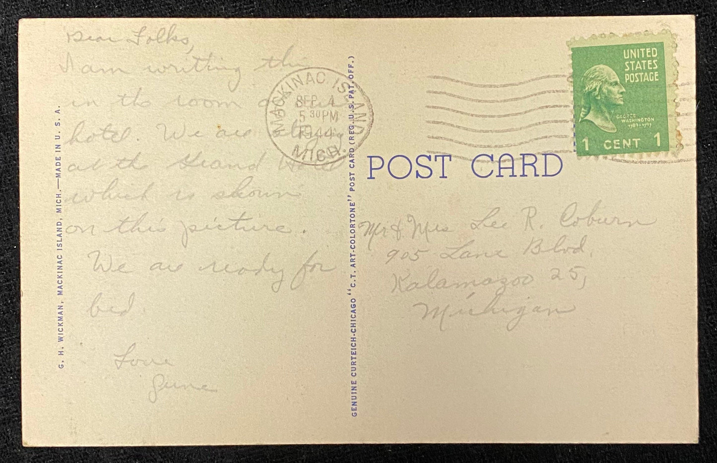 The Grand Hotel - Mackinac Island, Michigan - 1935 Linen Postcard