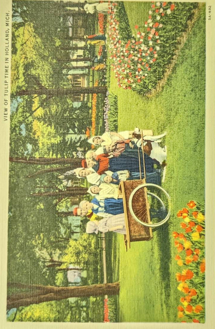 View of Tulip Time in Holland, Michigan - Vintage Postcard - Traditional Dutch Dressing