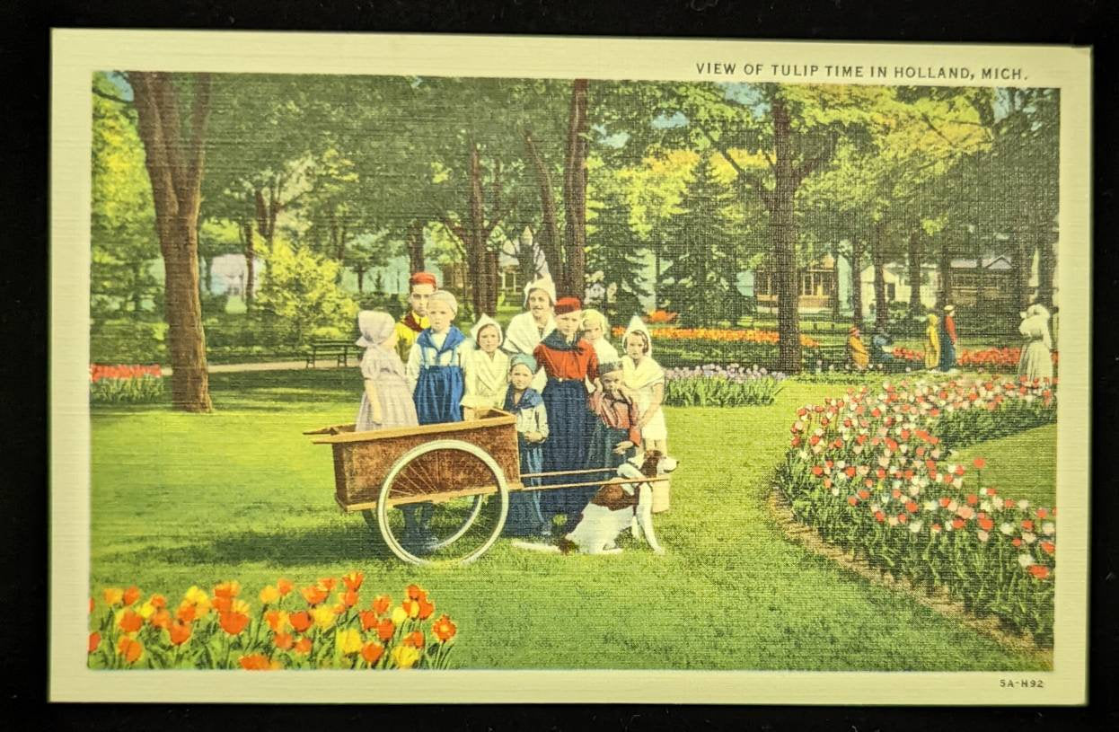 View of Tulip Time in Holland, Michigan - Vintage Postcard - Traditional Dutch Dressing