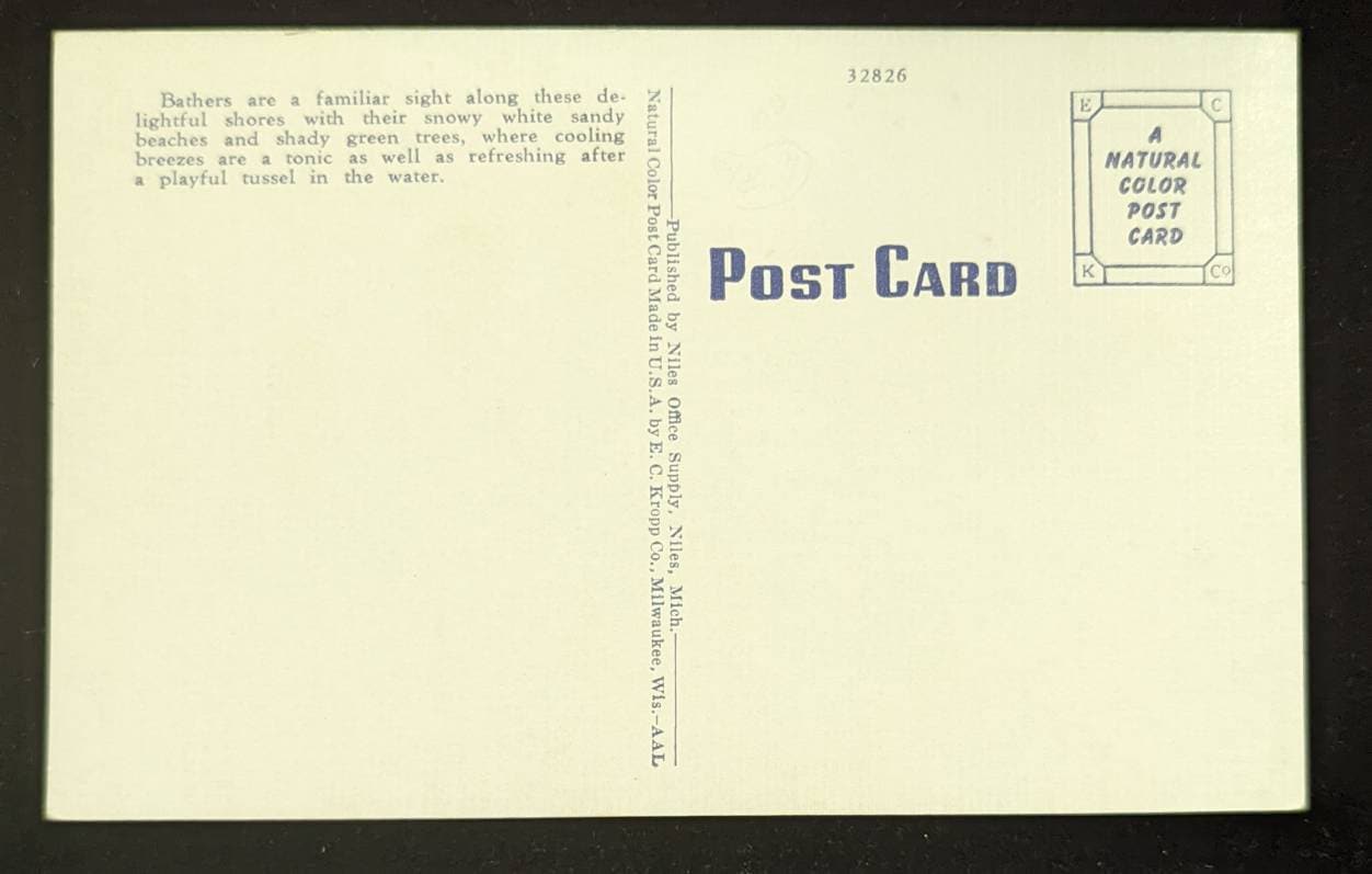 A Familiar Sight - Barron Lake - Niles, Michigan - 1940s Linen Postcard