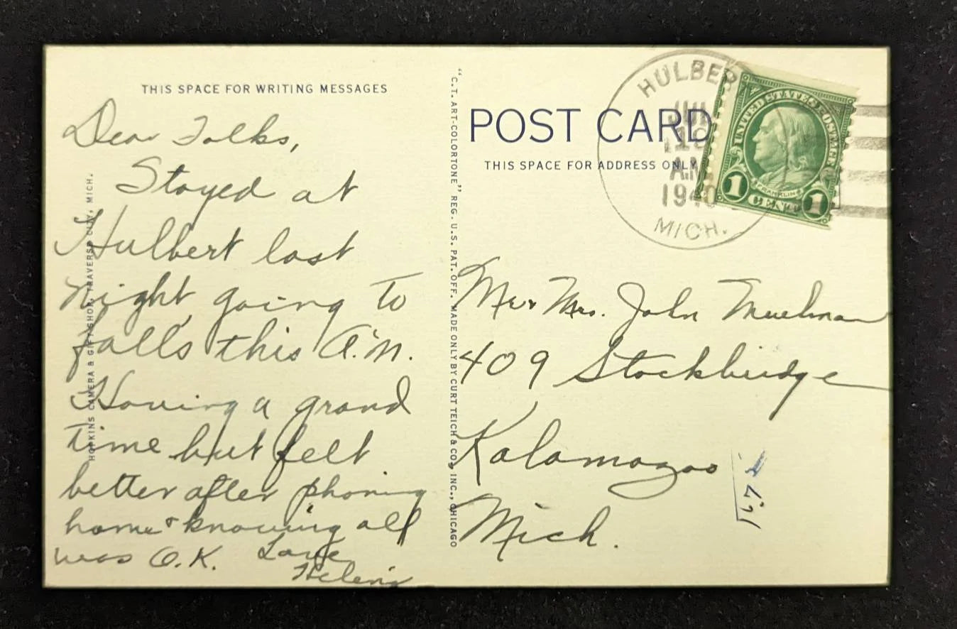 View of Torch Lake Near Traverse City, Michigan - Vintage Scenic Postcard