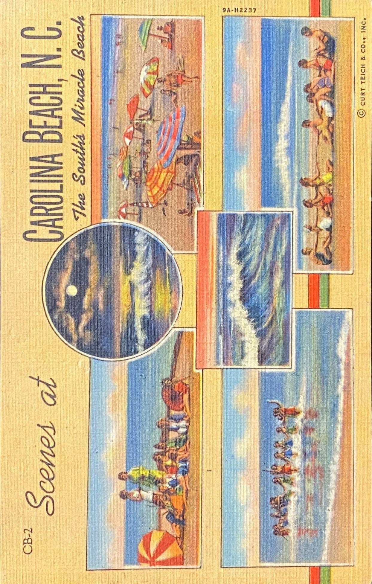 Scenes at Carolina Beach, North Carolina, The South's Miracle Beach - 1939 Linen Postcard
