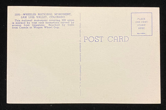 Wheeler National Monument - San Luis Valley, Colorado - 1939 Linen Postcard