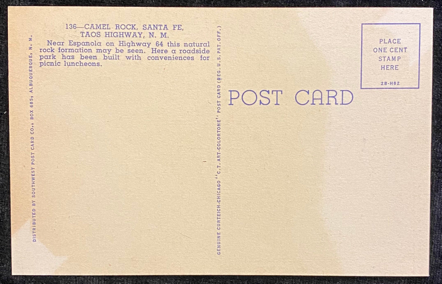 Camel Rock - Santa Fe - Taos Highway, New Mexico - 1942 Linen Postcard