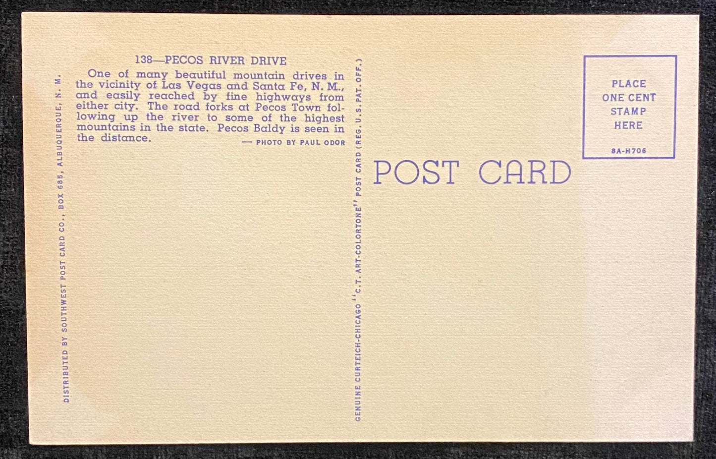 Pecos River Drive - New Mexico - 1938 Linen Postcard