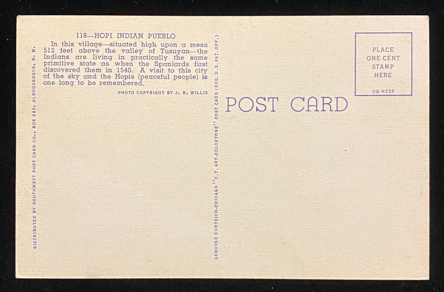 Hopi Indian Pueblo, Arizona - 1940 Linen Postcard