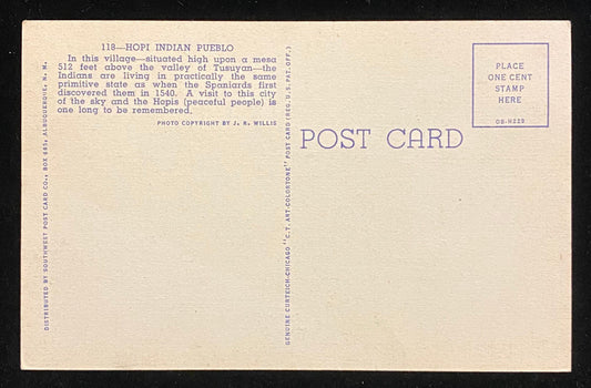 Hopi Indian Pueblo, Arizona - 1940 Linen Postcard