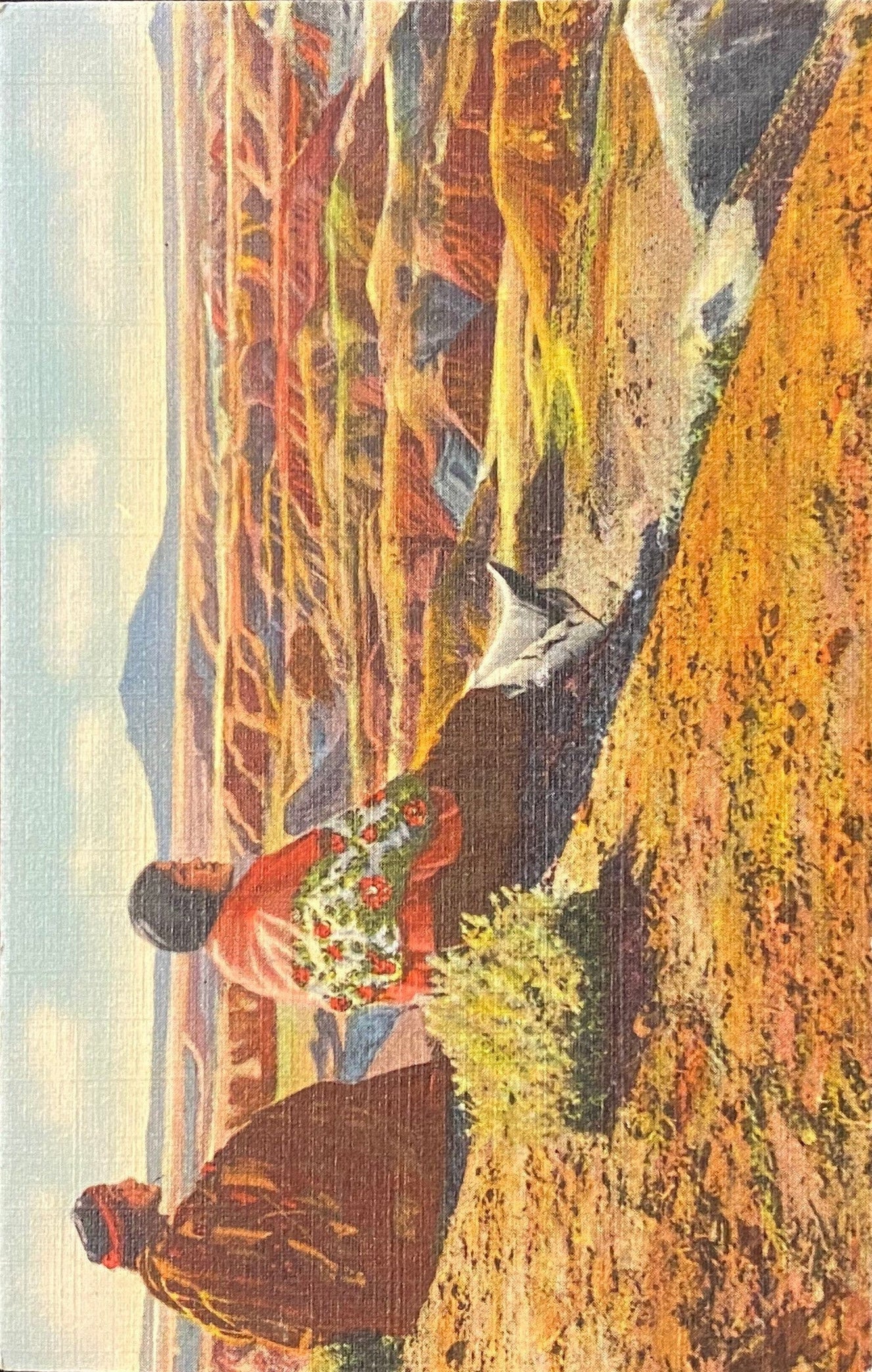 Hopi Indians, Arizona - 1940s Linen Postcard
