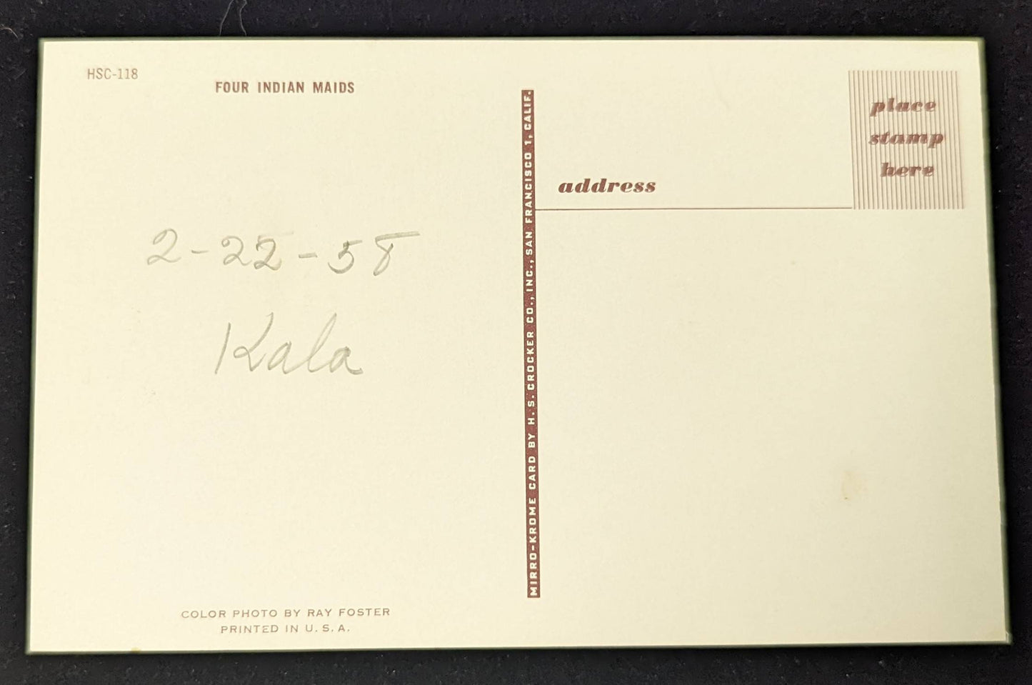 Four Indian Maids - San Francisco, California - Vintage Postcard