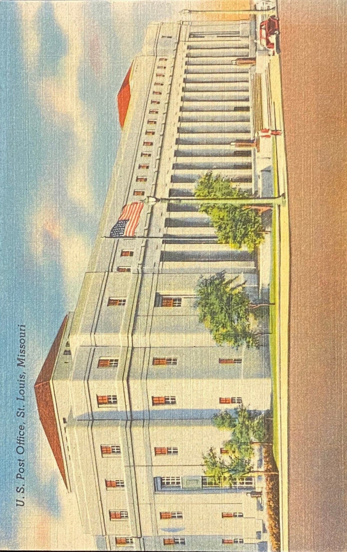 U.S. Post Office, St. Louis, Missouri - 1940s Linen Postcard
