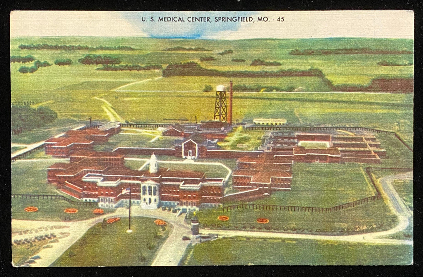 U.S. Medical Center, Springfield, Missouri - 1940s Linen Postcard